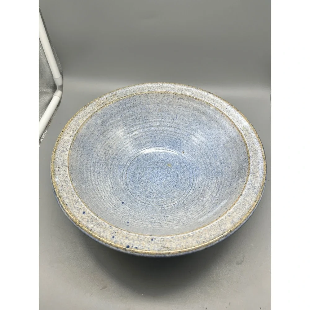 Handmade‎ Studio Pottery Bowl Blue Glaze Rustic Pottery Signd